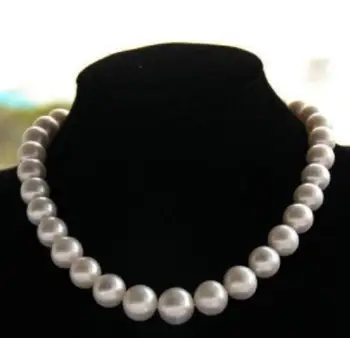 

free shipping >>>>noble jewelr 12-14mm natural tahitian south sea white pearl necklace 45cm 14k