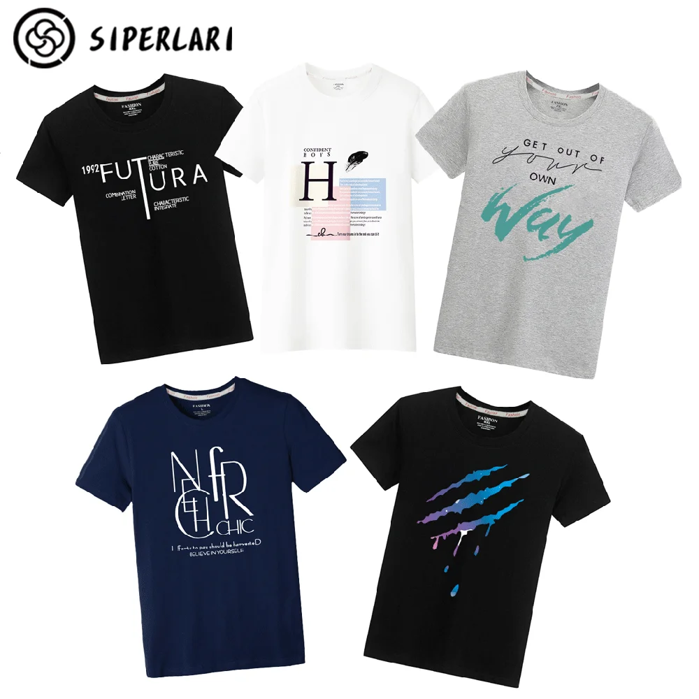 

SIPERLARI 5 Packs 2020 New Men's T-Shirts 5 Styles Casual Printed Top Tee Shirt Summer Short Sleeve Men T Shirts Male TShirts