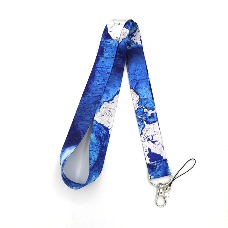 

World Map Cell Phone necklace Lanyard Keychain for Keys ID USB Badge Holders Pass Gym Mobile Lanyards Neck Strap