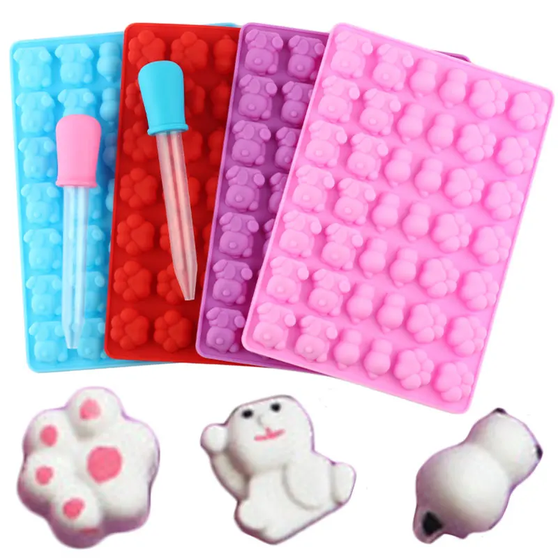 42 Cavity Mini Panda Cat Claw Shape Silicone Mold Chocolate Molds Candy Cookie Baking Moulds Fondant Mould Cake Decorating Tools |