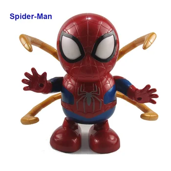 

Electric Dancing Hero Spiderman Figures Robot Iron Man GreenHulk Thor Model LED light with Sound Marvel Super Hero Toys For kids