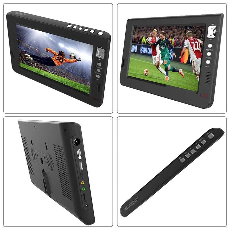 Портативный 9 дюймов TFT светодиодный 1080P HDMI-в H.265 Dvbt2 цифровой аналоговый ТВ автомобильный телевизор Поддержка USB устройство для считывания с tf-карт штепсельная вилка европейского стандарта