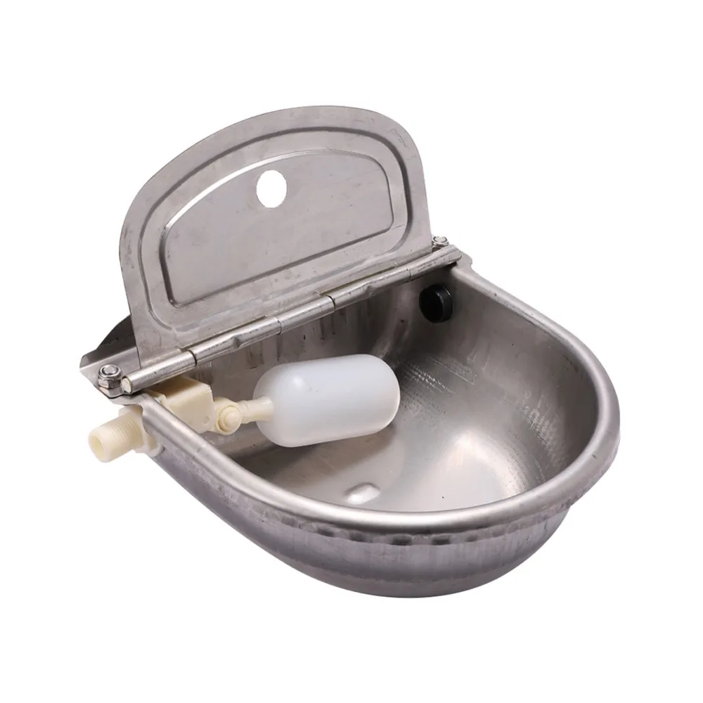 304 Stainless Steel With Drain Hole Drink Automatic Float Farming Trough Horse Cow Water Bowl Supplies Sheep Dog Pet Goat Cattle | Дом и сад