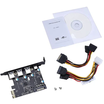 

PCI-E to USB3.0 Type C +3 Type A Expansion Card-Interface 4-Port Express Card Desktop with 15 Pin SATA Power Connector