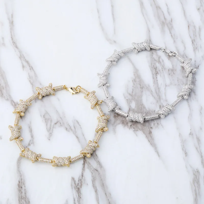 Bling Iced Out шахматный узор х узел браслет зубец Установка AAA кубический циркон мода хип хоп Ювелирные изделия Подарки