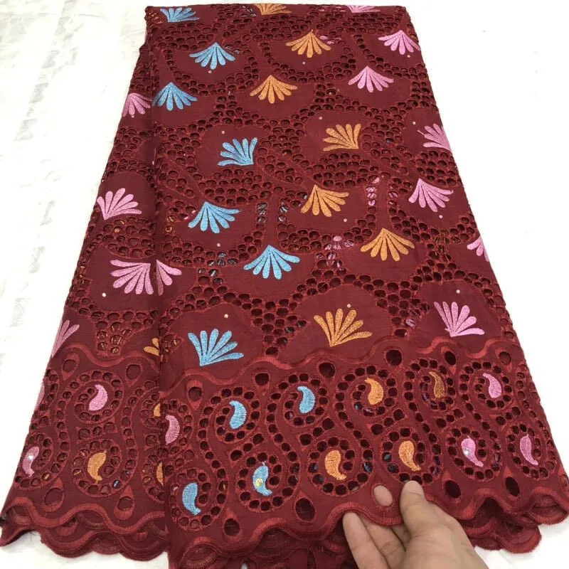 

5 Y Swiss lace fabric 2019 Dubai heavy beaded embroidery African lace fabrics 100% cotton Swiss voile lace in Switzerland 4L1015