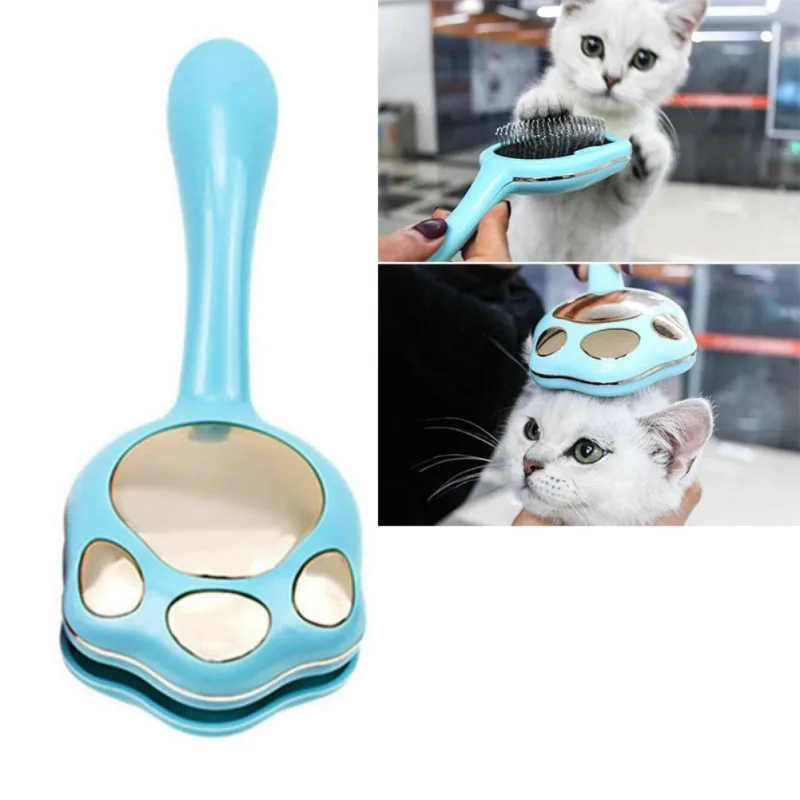 Cat Needle Comb Hair Remover Cute Footprints Cat Comb Hair Removal Comb Dog Grooming Comb Gog Cat Comb Grooming Accessories