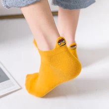 Kawaii вышитые экспрессии конфетный оттенок женский носки модные девушки лодыжки забавные Женские носочки хлопок лето осень 2 пары