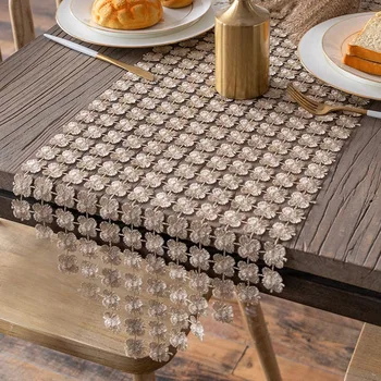 

Modern Simple Table Runner Hotel Multifunction Home Party For Wedding Glitter Clover Festival Easy Clean Dining Room Dustproof