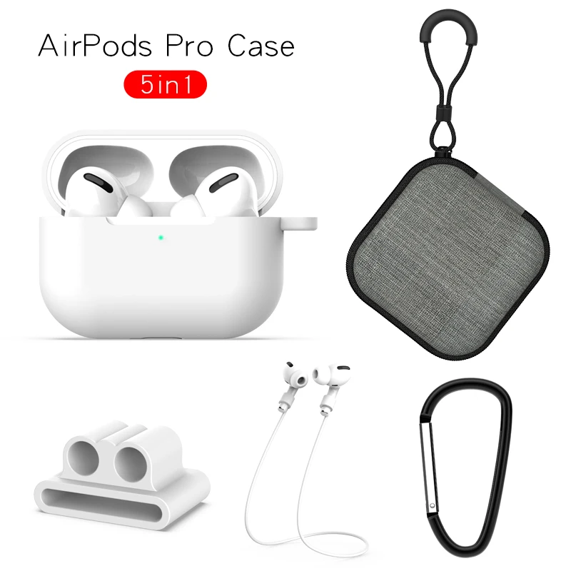 KJOEW однотонный силиконовый чехол для AirPods Pro 3 Защитная крышка 5 шт bluetooth Наушники Аксессуары для airpods pro Чехол - Цвет: White