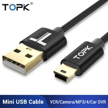 TOPK мини-usb кабель мини-usb для USB быстрая Синхронизация данных зарядный кабель для сотового телефона Цифровая камера MP3 MP4 плеер планшеты gps