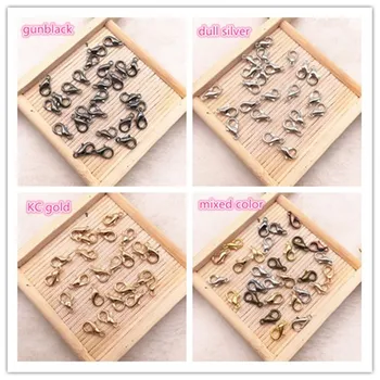 

50pcs 10mm Metal Lobster Clasps Hooks for Jewelry Finding KC Gold/Silver/Gun black Color Connect Buckle DIY Necklace&Bracelet