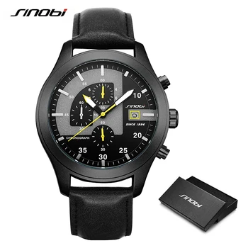 

SINOBI New Chronograph Calendar Waterproof Geneva Quartz Clock Military Hora Relogio Masculino Big Dial Sports Quartz Watches