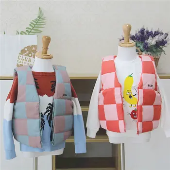 

Lashojas Girls Cotton Vest Jackets 2019 New Baby Kids Autumn Grid Vests Waistcoat for Children Clothes Outerwear