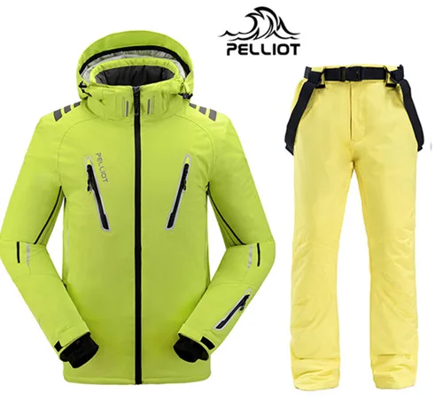 Подлинный! Pelliot лыжная куртка+ брюки, Мужская водонепроницаемая, дышащая термальная куртка для сноуборда, мужские лыжные костюмы - Цвет: color 15