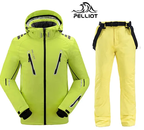 color 15 Подлинный! Pelliot лыжная куртка+ брюки, Мужская водонепроницаемая, дышащая термальная куртка для сноуборда, мужские лыжные костюмы - Цвет: color 15