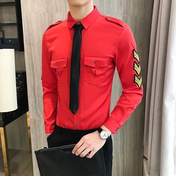 

New Arrival Men Dress Shirts Streetwear High Quality Male Long Sleeve Party Tuxedo Shirt Office Men Women Shirts S-5XL