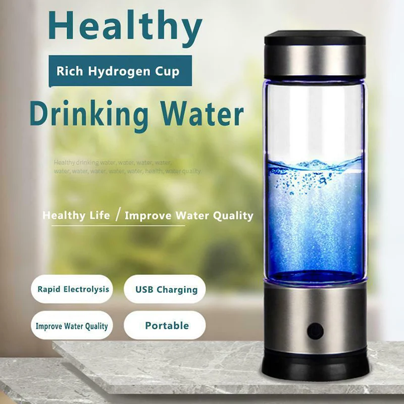 

Hydrogen-Rich Water Ionizer Maker Cup Generator Glass Bottle Mug USB Charging 400ml-420ml Hogard