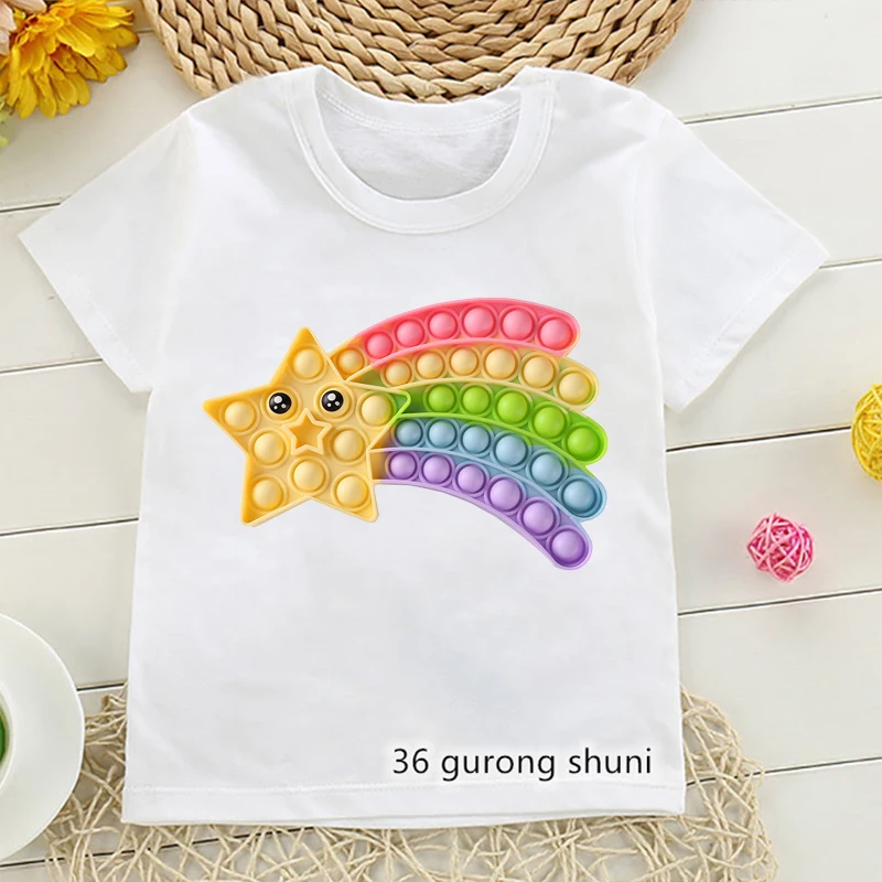Милая Радужная Kawaii пятиконечная звезда футболка унисекс поп ит It принт OnT-Shrit для