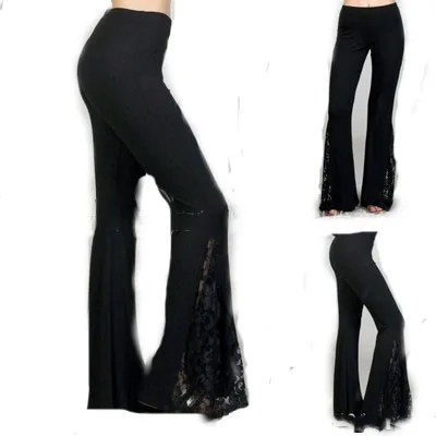 

Women's Tribal Split Leg Belly Dance Pant Lace Loose Bell-bottom Trousers
