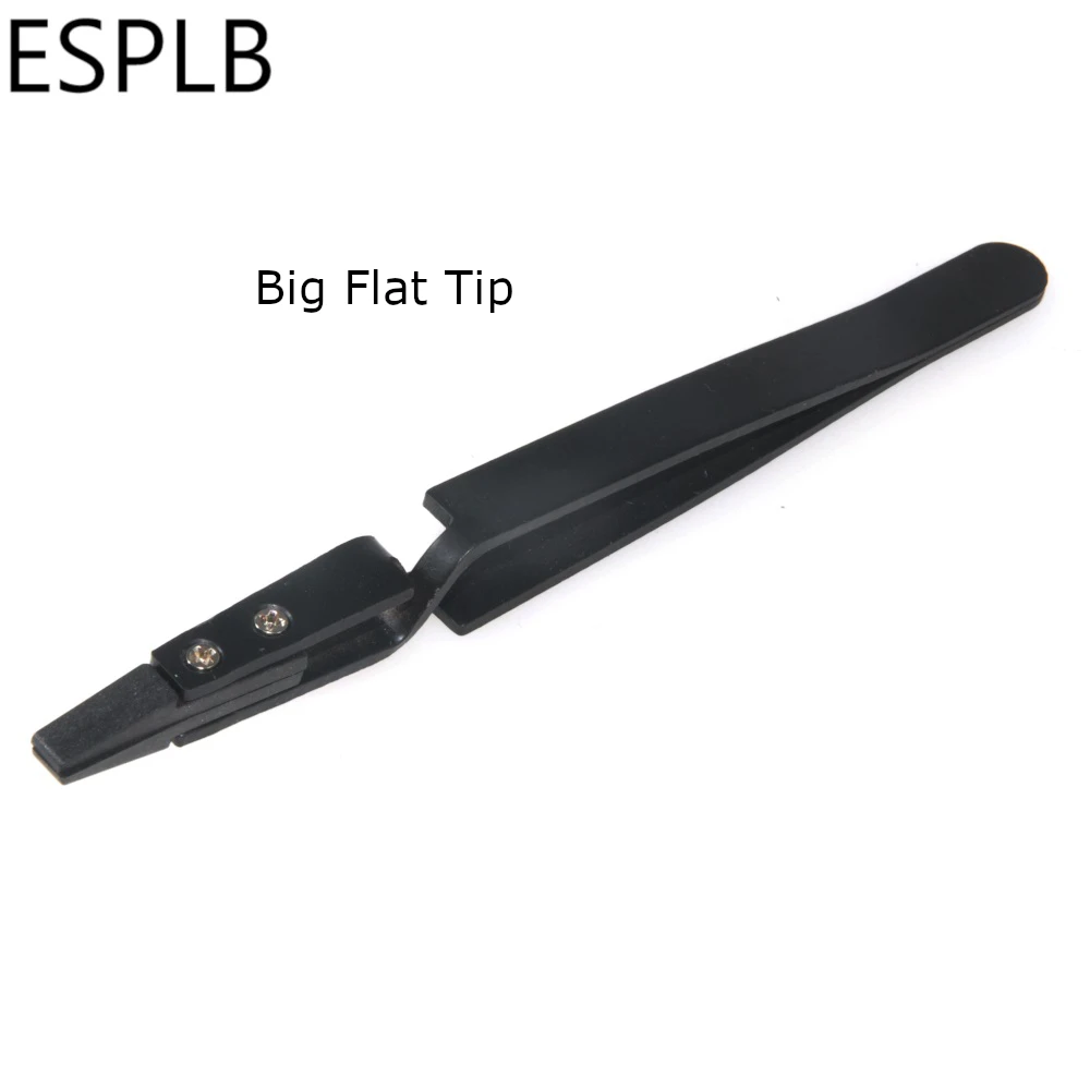 ESPLB Reverse Tweezers Black Plastic Tip Stainless Steel Handle Precision Tweezers Curved/Flat/Straight Tip Precision Tweezers