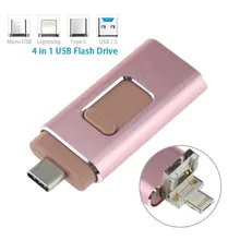 Compatible For iPhone iPad 4 in 1 OTG USB Flash Drive HD USB 3.0 Flash Memory Pendrive 128GB Android Cell Phone Micro USB Type C