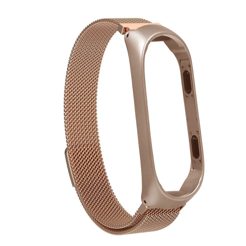 Магнитный браслет mi lanese, ремешок для Xiaomi mi, 3, 4, mi Band, 4, 3, металлический браслет, браслет из нержавеющей стали - Цвет ремешка: Rose Gold
