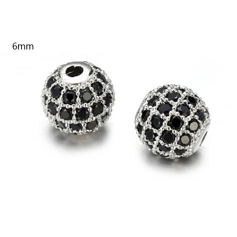 6/8/10mm CZ Cubic Zircon Disco Spacer Ball Beads Wholesale DIY Charms Spacer Bead for Beaded Bracelet Necklace Jewelry Making