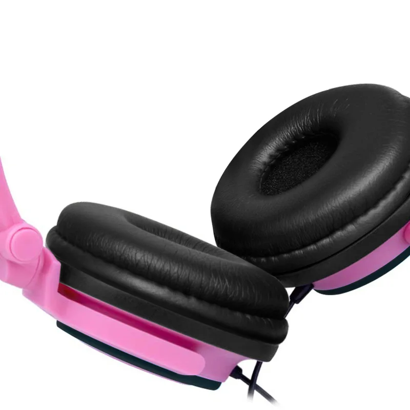 Foldable Cat Ear Headphones Gaming Headset Earphone with Glowing LED Light for Computer PC Laptop Cell Phone Gift for Girls Kids