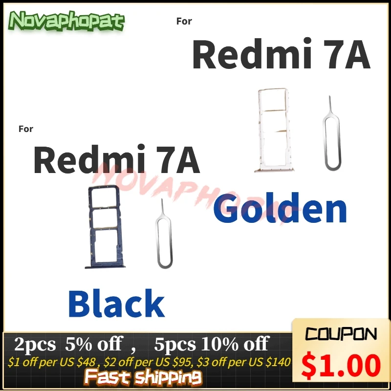 

Novaphopat For Xiaomi Redmi 7A SIM Card Tray Holder Micro SD Slot Socket Adapter Replacement + Tracking