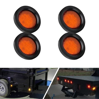 

4pcs 24V 7LED Waterproof Round Trailer Side Marker Lights Front Rear Trucks Clearance Lights Lamp Bullet Yellow