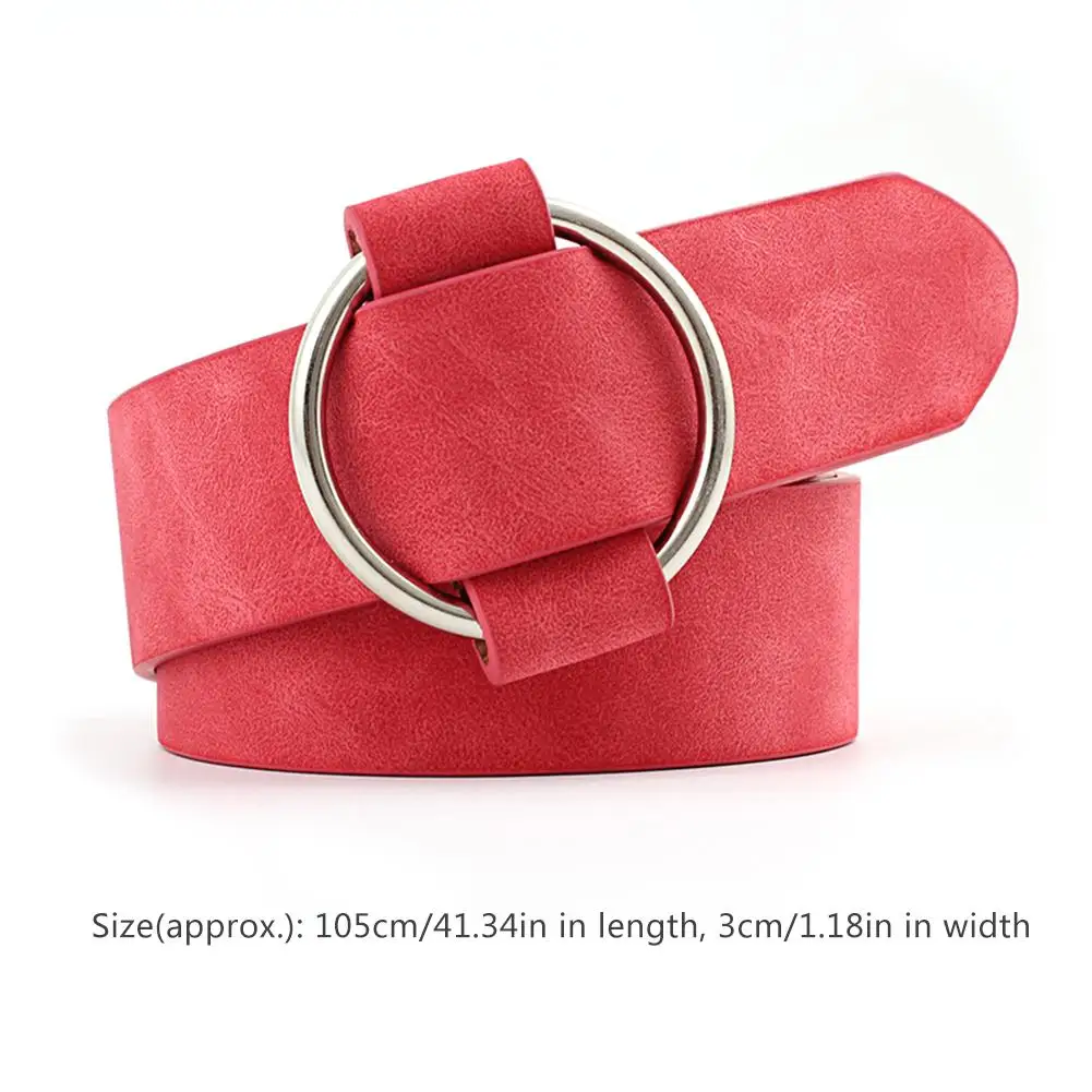 Women Belt New Wide Suede Leather Waist Belt Female Casual Ladies Round Buckle Belts For Women Dresses Belts 30E