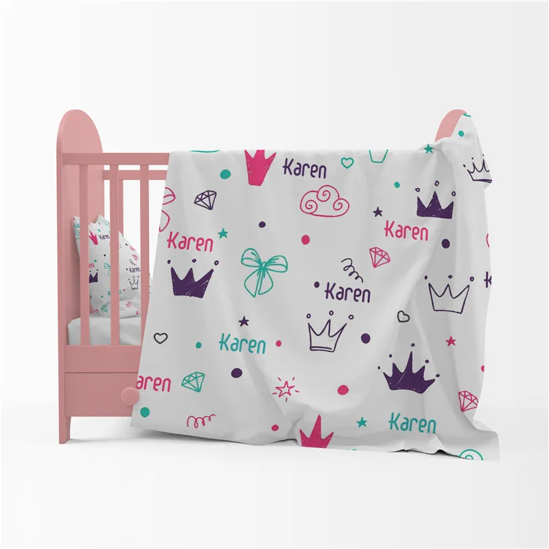 Baby Swaddle Newborn Baby Blanket Swaddling Cotton Name Personalized Vintage Floral Infant Baby Bedding Gift Crib Bed Blanket