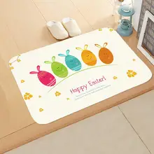 

50%HOTFloor Rug Non-slip Stain Resistant Flannel Happy Easter Floor Rug for Bedroom