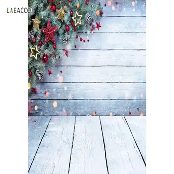 

Laeacco Christmas Tree Snowflake Brick Wall Wooden Board Floor Photography Backdrops Baby Party Background For Photo Studio