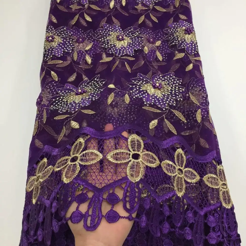 Высокое качество 2020 фиолетовый цвет африканские сетчатые шнурки с бисером и