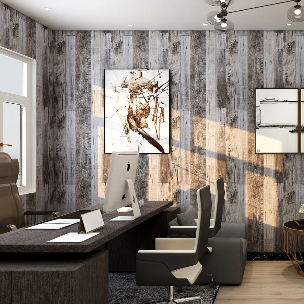 

Vintage Waterproof Wooden Pattern Wallpaper Roll Diy Self Adhesive Wall Paper Contact Paper Wall Decor