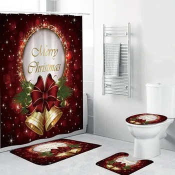 

Cute Creative Christmas Shower Curtain Festival Polyester Wear-resistant Thicken Waterproof Bathroom
