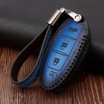 

Genuine Leather Car Key Case Cover for Nissan March Maxima Note/Versa Pulsar C12 Tiida Sentra/Sylphy/Pulsar B17 Navara NP200