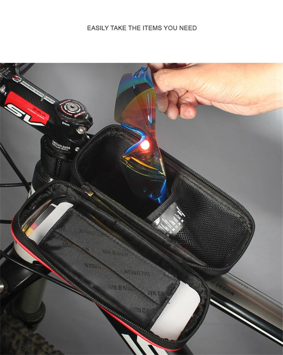 Сумка для горного велосипеда WILD MAN, непромокаемая, водонепроницаемая, Mtb, передняя сумка, 6,2 дюймов, чехол для телефона, велосипедная сумка, аксессуары для велоспорта