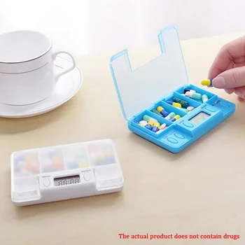 

4 Grid Intelligent Plastic Storage Box Electronic Timing Reminder Medicine Boxes Alarm Timer Pills Desk Organizer Pill Container