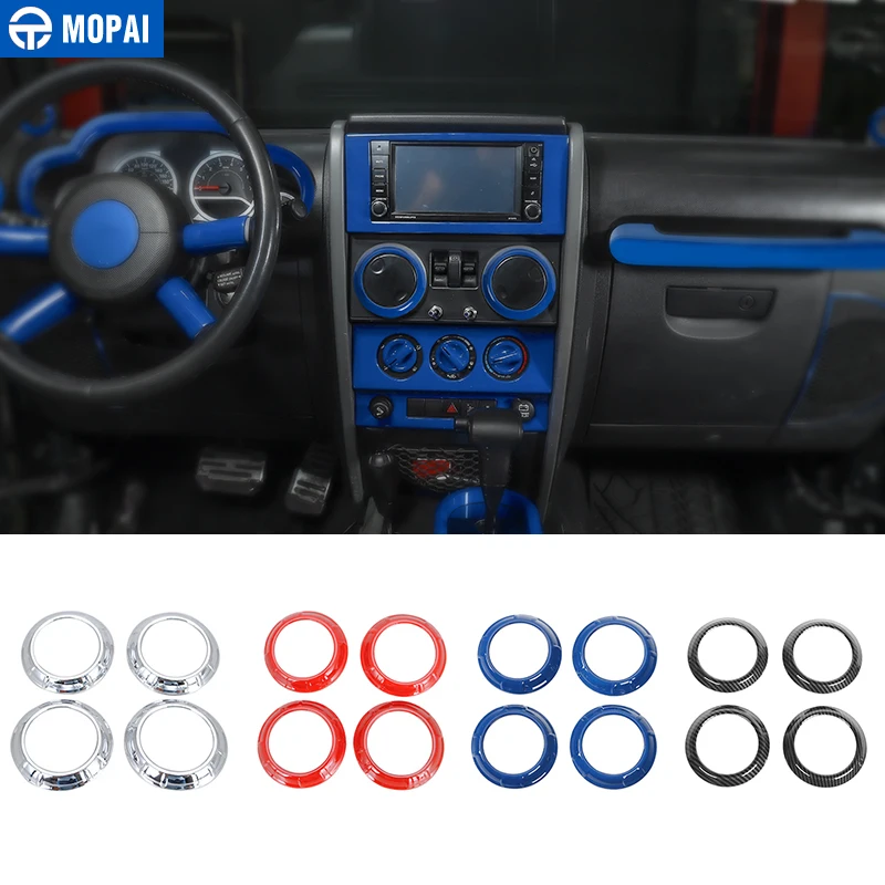 

MOPAI Car Air Conditioning Outlet Vent Decoration Cover Ring Sticker Accessories for Jeep Wrangler JK 2007 2008 2009 2010