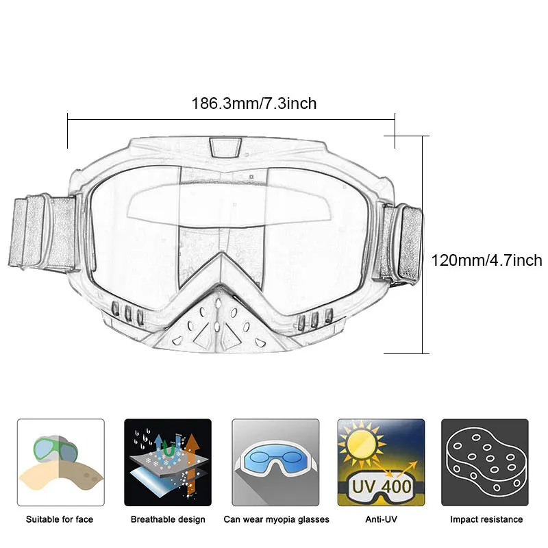 Мотоциклетные защитные шестерни гибкие унисекс шлем маска для лица мотокросса ATV Dirt Bike UTV очки лыжные анти-УФ солнцезащитные очки