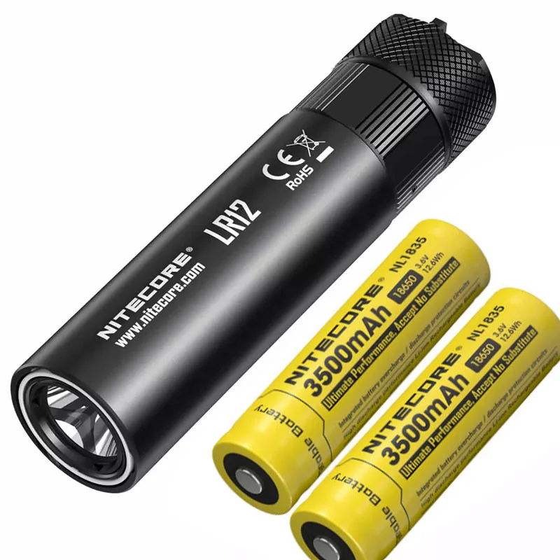 NITECORE LR12 выдвижной флэш-светильник CREE XP-L HD V6 Макс 1000 люмен дальность луча 166 М Открытый походный светильник поисковый фонарь - Испускаемый цвет: LR12 2 X NL1835