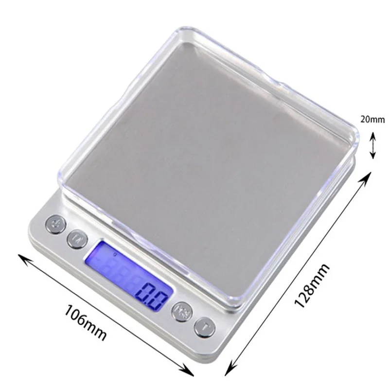 

Digital Multi-function Food Kitchen Scale 1000g*0.1g LCD Display Jewelry Pocket Weighing Machine (Silver)