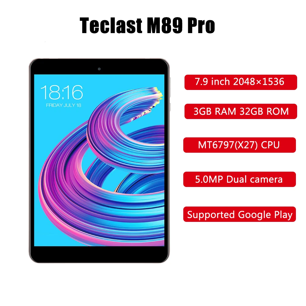 Teclast M89 Pro 7.9 inch 3GB RAM 32GB ROM IPS X27 Deca Core 5.0MP 2048×1536 Type-C 2.4G+5G Dual-ban