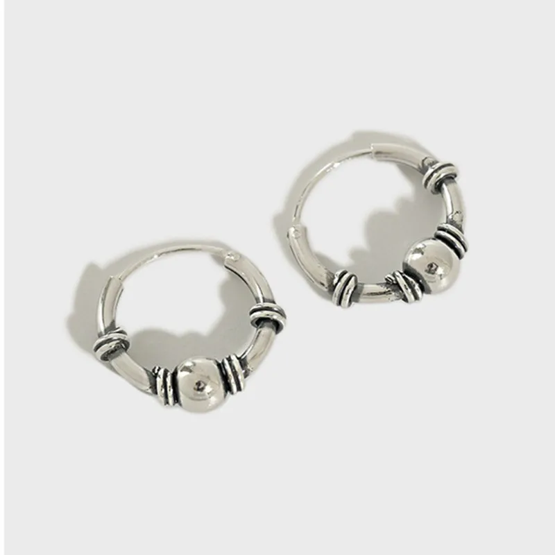Flyleaf Statement Ball Hoop Earrings For Women Real 925 Sterling Silver High Quality Girl Fine Jewelry Vintage Simple Ear Buckle | Украшения