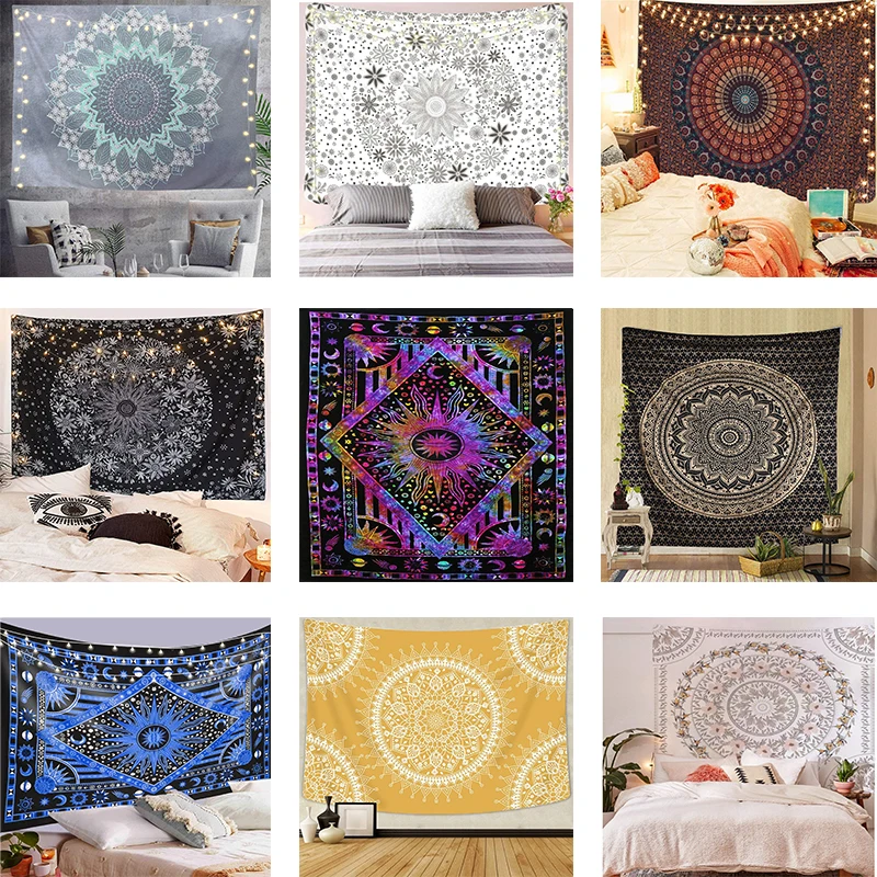 

Indian Mandala Tapestry Wall Hanging Sandy Beach Throw Rug Blanket Camping Tent Travel Mattress Bohemian Sleeping Pad Tapestries