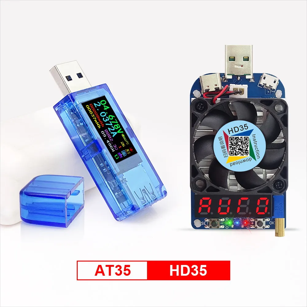 AT35 HD35 AT34 AT35 USB 3,0 цветной ЖК-Вольтметр Амперметр измеритель напряжения и тока мультиметр Зарядка батареи банк питания USB Тестер - Цвет: AT35 HD35