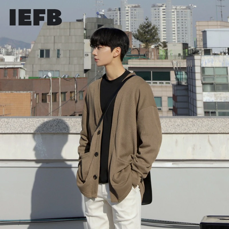 IEFB cárdigan otoño para hombre, suéter suelto de estilo coreano, ropa exterior ligera de moda, top de con única, Y3922|Cárdigans| - AliExpress